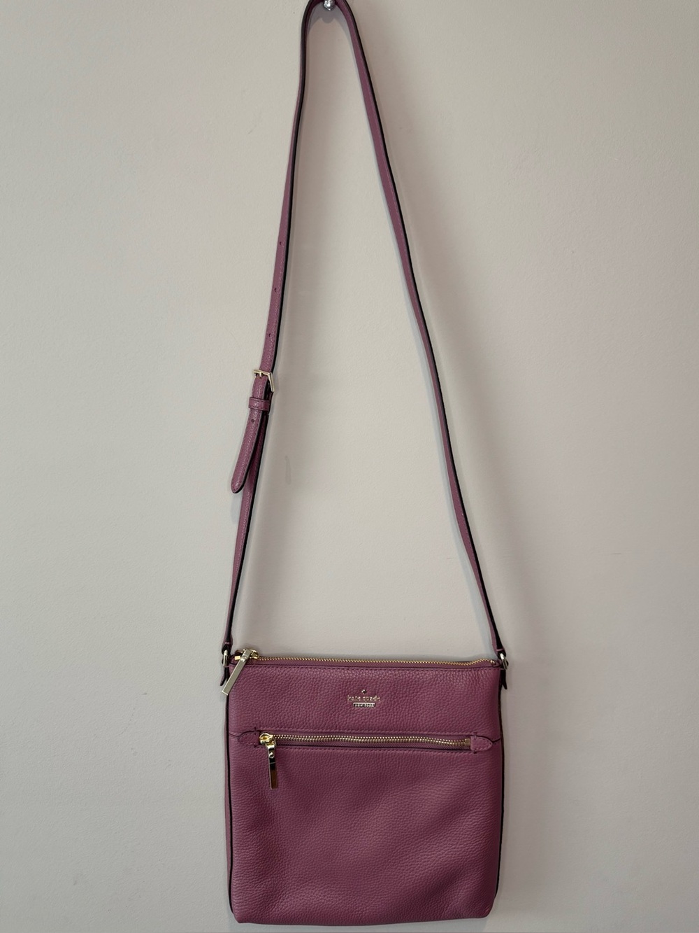 Kate Spade Malia Crossbody Plumberry Pebbled Leather Bag Gold Hardware